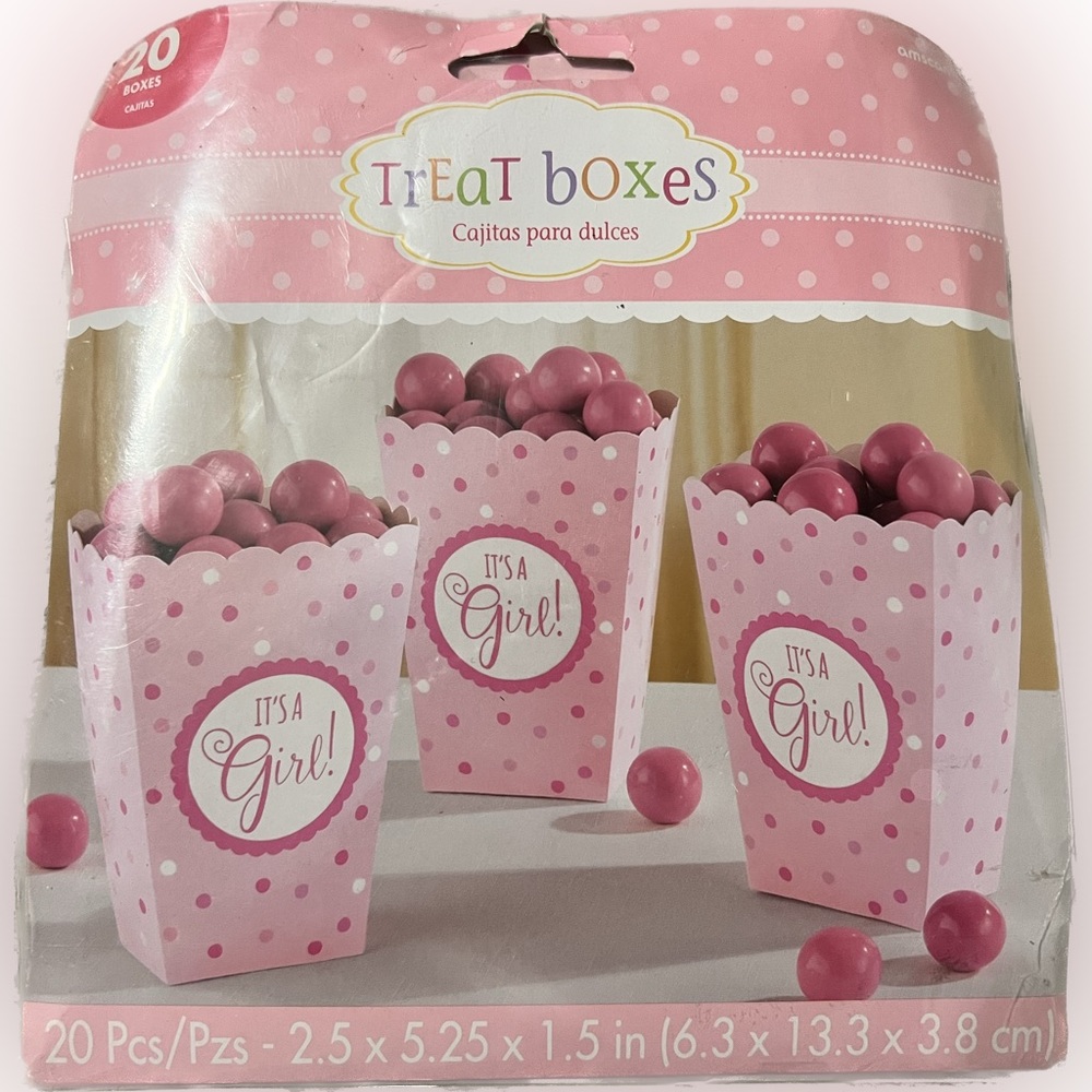 🔴New Gender Reveal IT'S A GIRL Candy Treat Favor Boxes Pink 20 Count Baby Shower